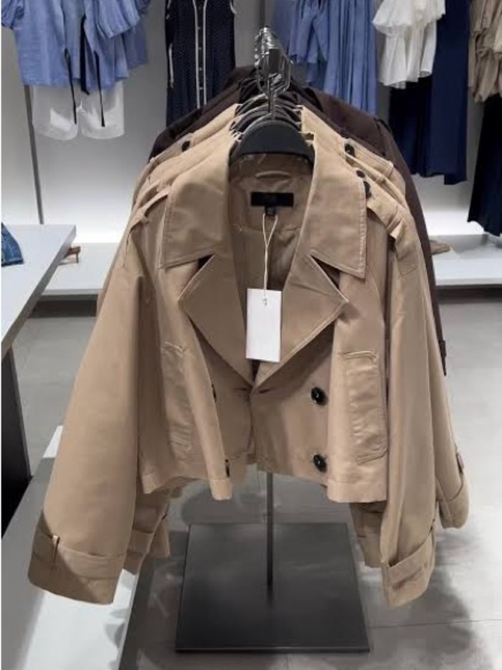 Zara viral Classic Cropped Trench Coat size small camel